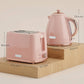 HOMCOM 1.7L 3000W Fast Boil Kettle & 2 Slice Toaster Set, Kettle and Toaster Set with Auto Shut Off, Browning Controls, Light Pink
