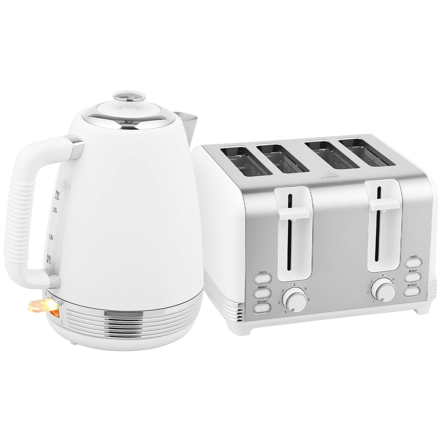 HOMCOM Stainless Steel Panel Kettle and Toaster Set - White