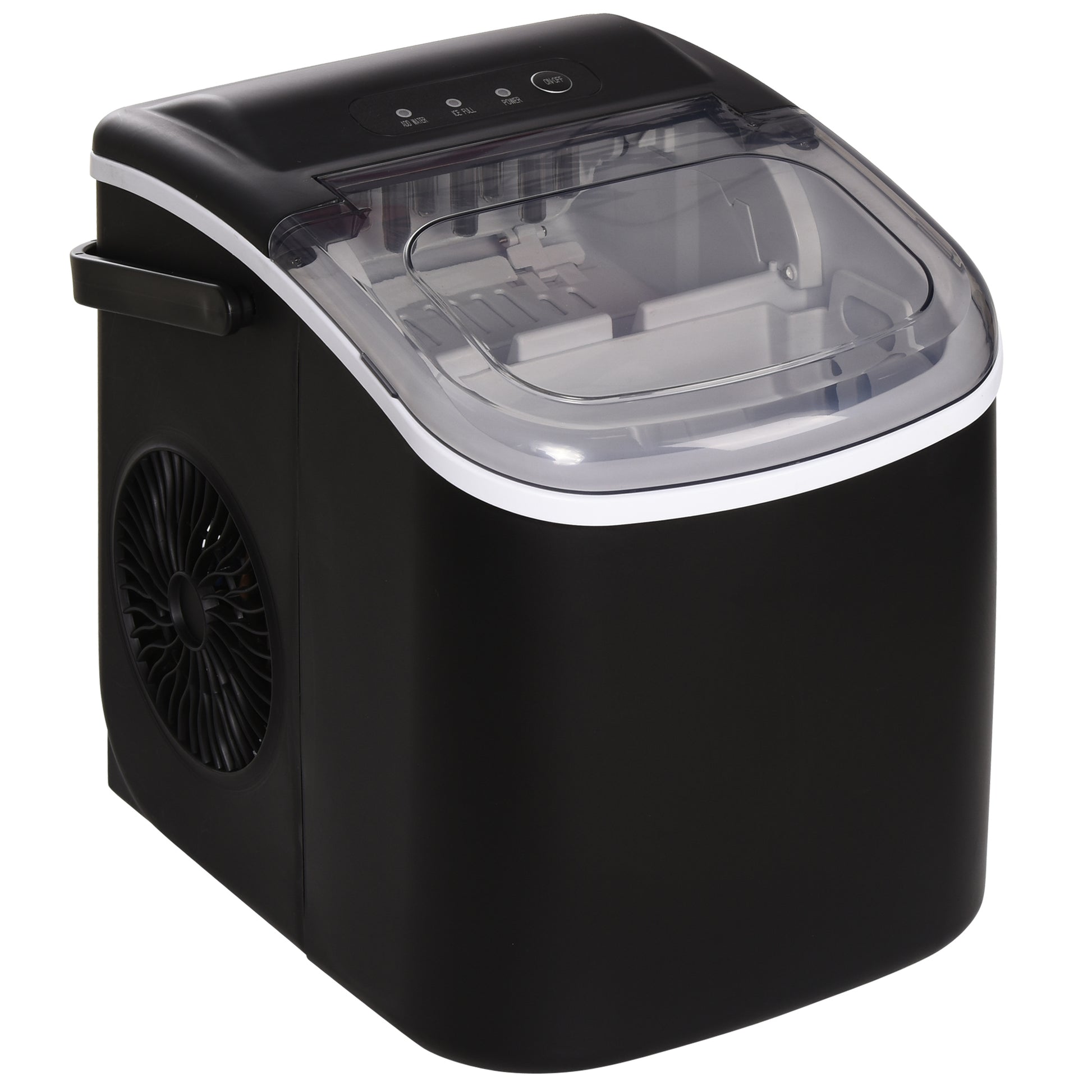 HOMCOM Ice Maker Machine Countertop, 12 KG in 24 H, 9 Cubes in 6 Mins, Portable Ice Cube Maker with Handle, Ice Scoop and Basket for Home Office Kitchen Bar Party RV, Black