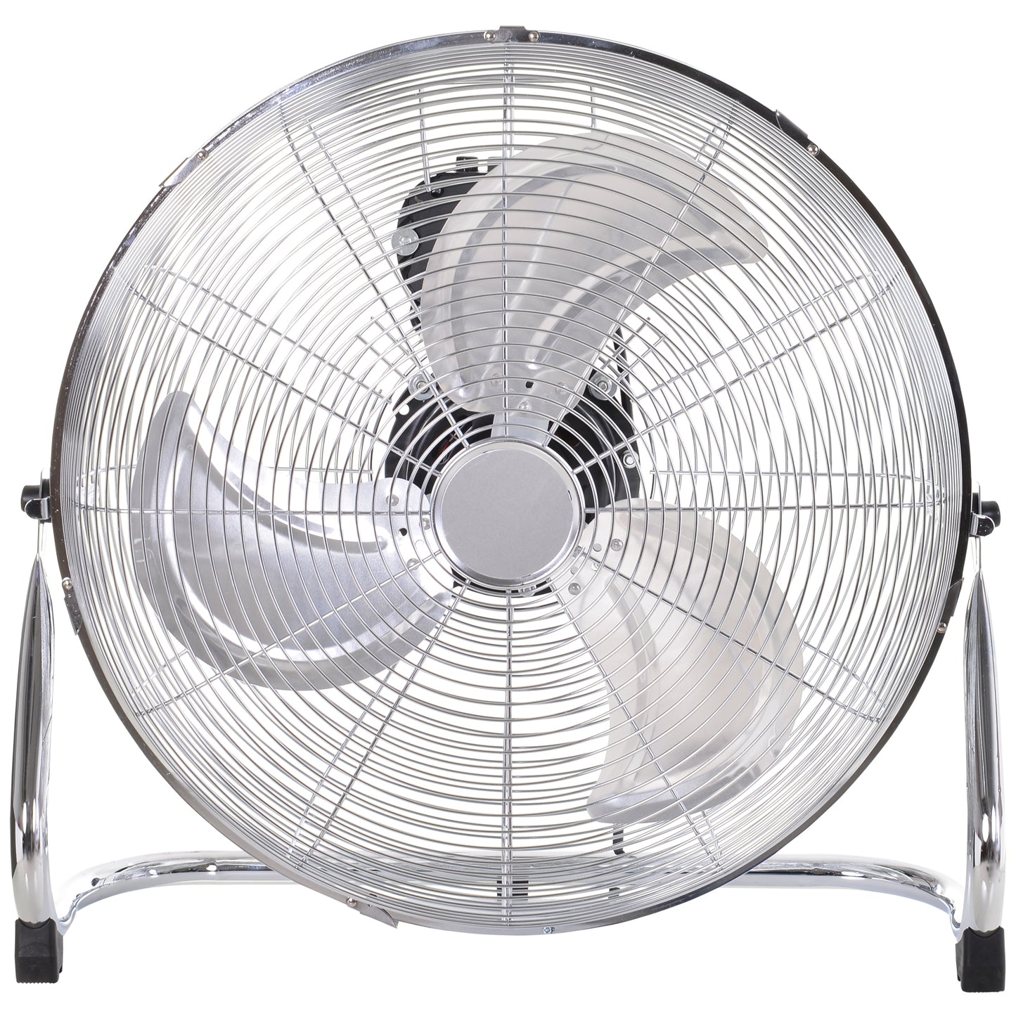 HOMCOM 18" Chrome Metal Floor Fan with Tilting, High Velocity, 3 Speed, Portable Gym Fan for Home Office, Silver