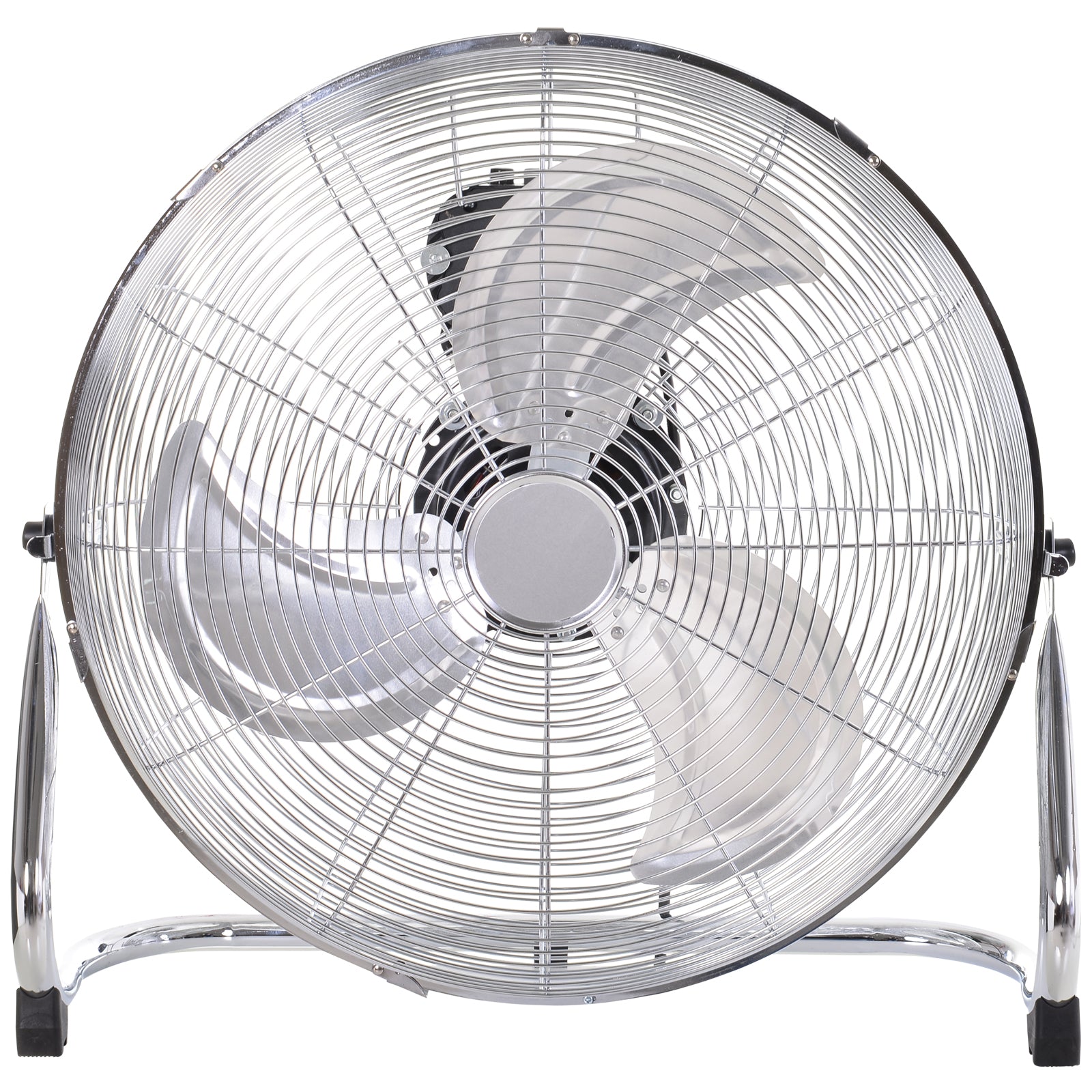 HOMCOM 18" Chrome Metal Floor Fan with Tilting, High Velocity, 3 Speed, Portable Gym Fan for Home Office, Silver