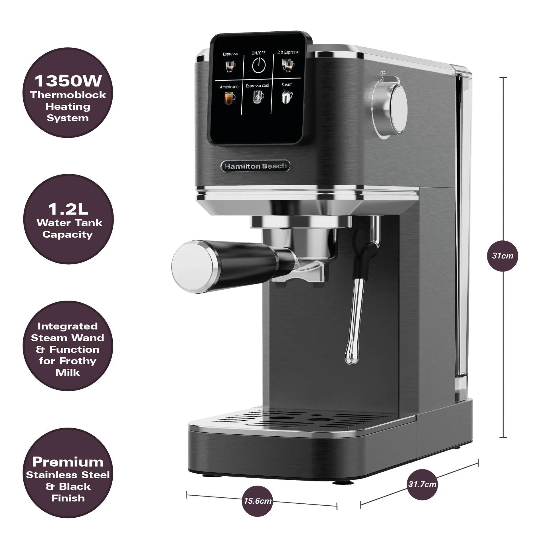 Hamilton Beach BaristaPro Touch 5-in-1 - Touchscreen Control