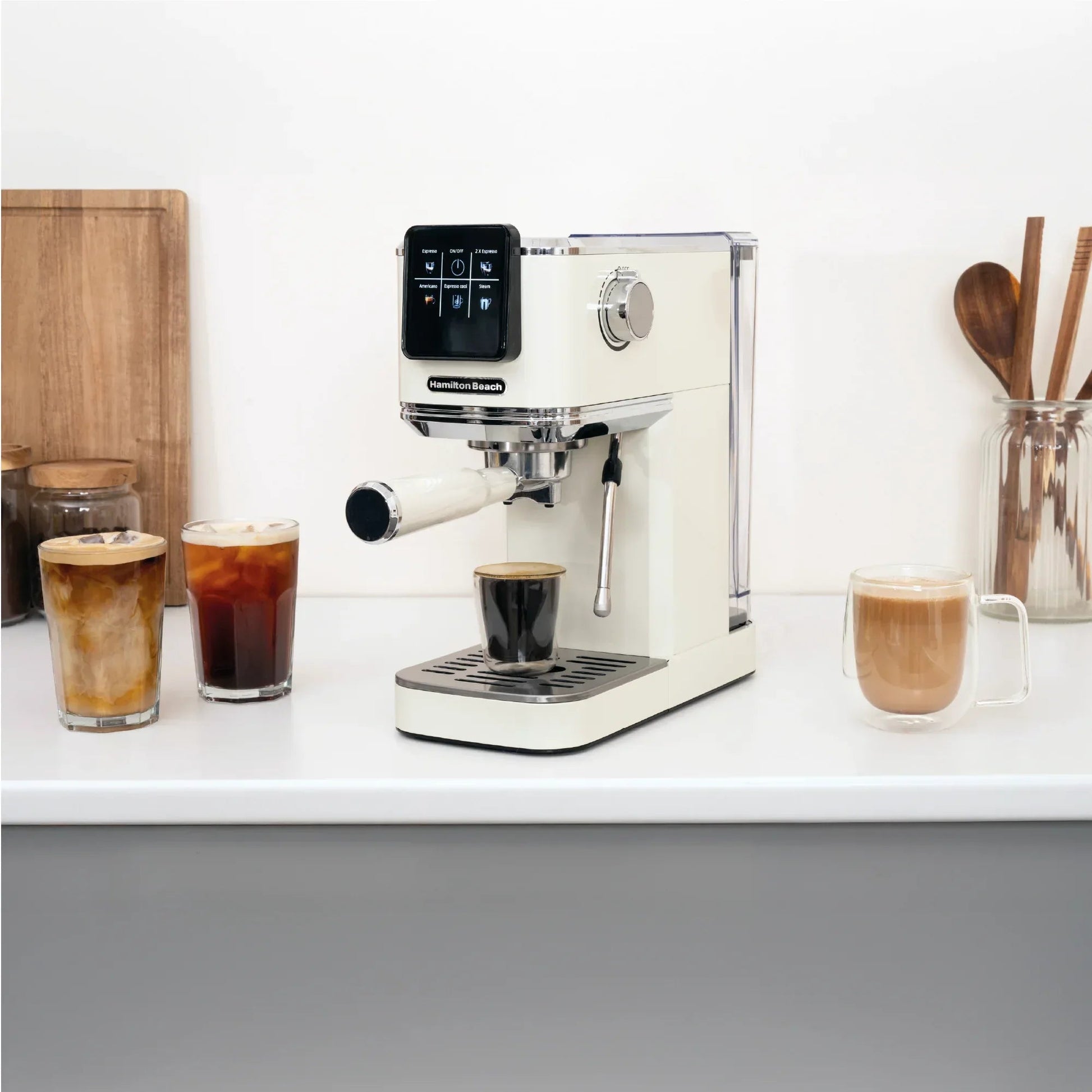 Hamilton Beach BaristaPro Touch 5-in-1 Espresso Machine Cream