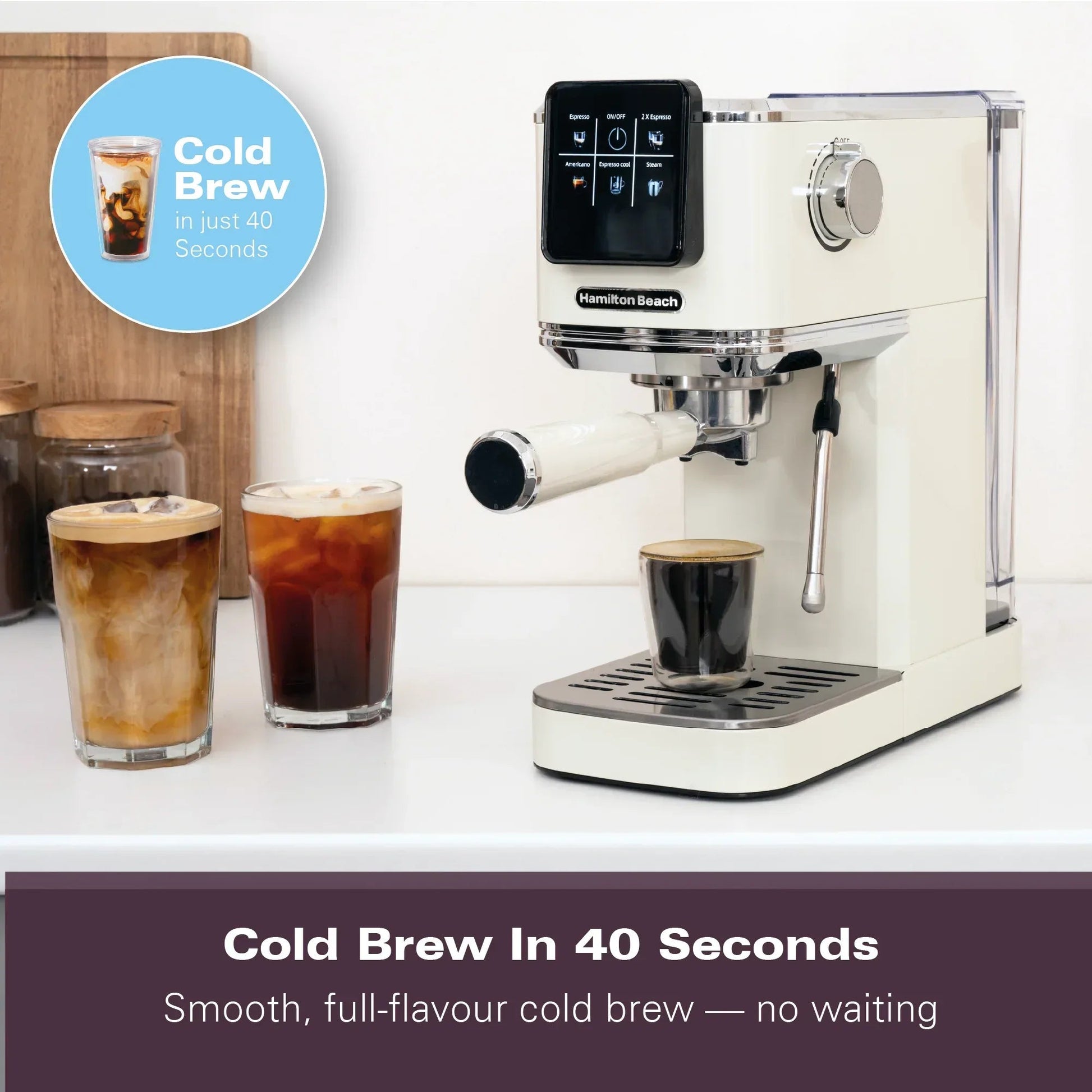 Hamilton Beach BaristaPro Touch 5-in-1 Espresso Machine Cream