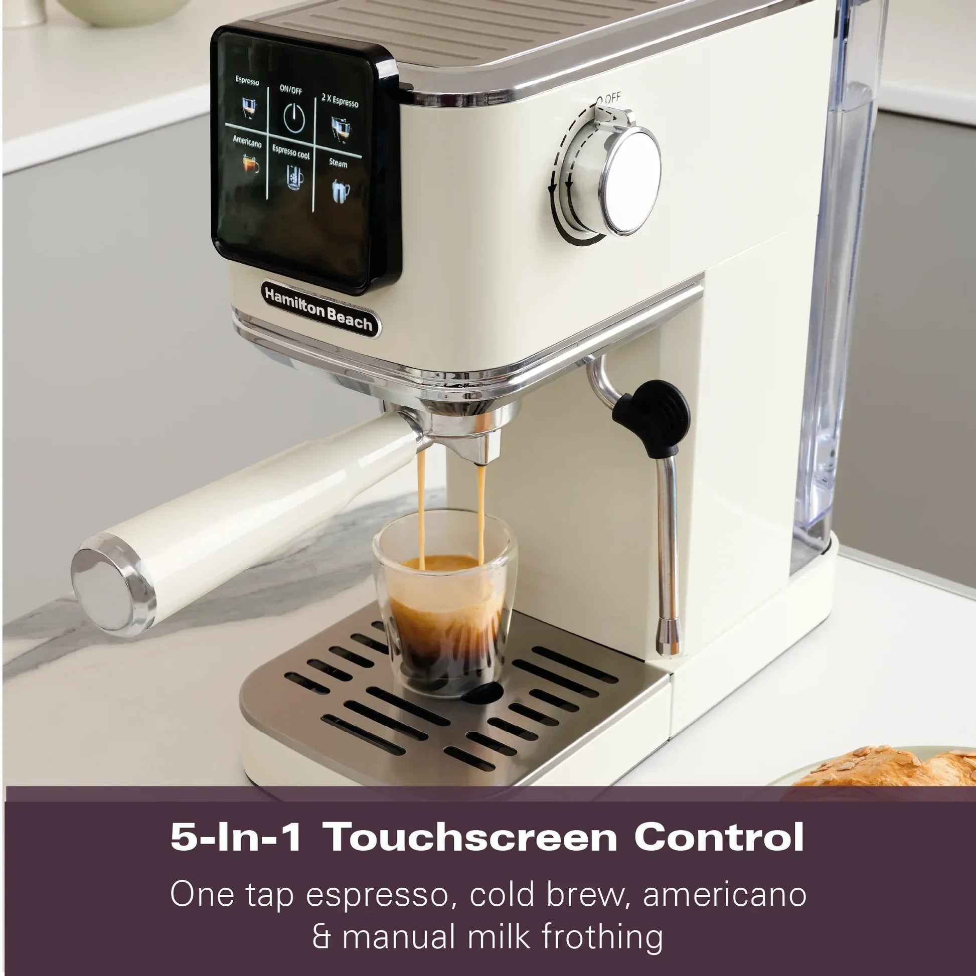 Hamilton Beach BaristaPro Touch 5-in-1 Espresso Machine Cream