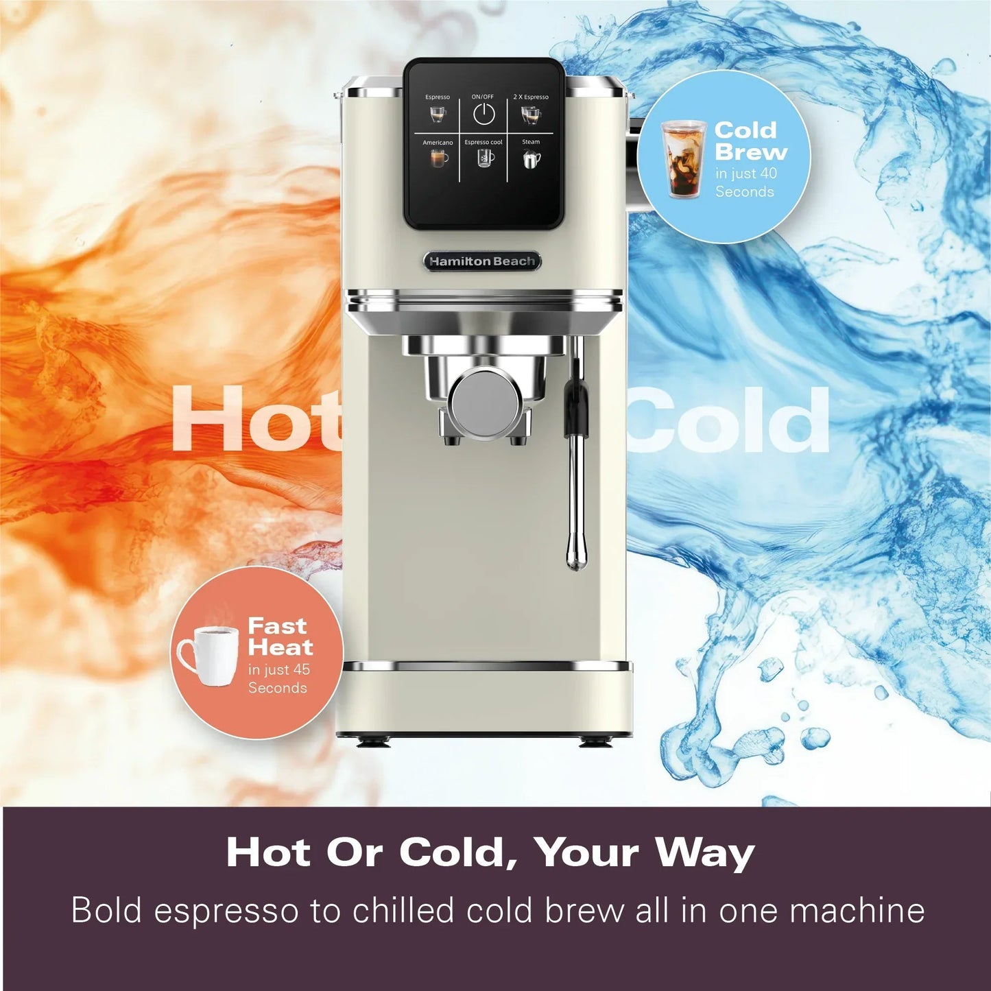 Hamilton Beach BaristaPro Touch 5-in-1 Espresso Machine Cream