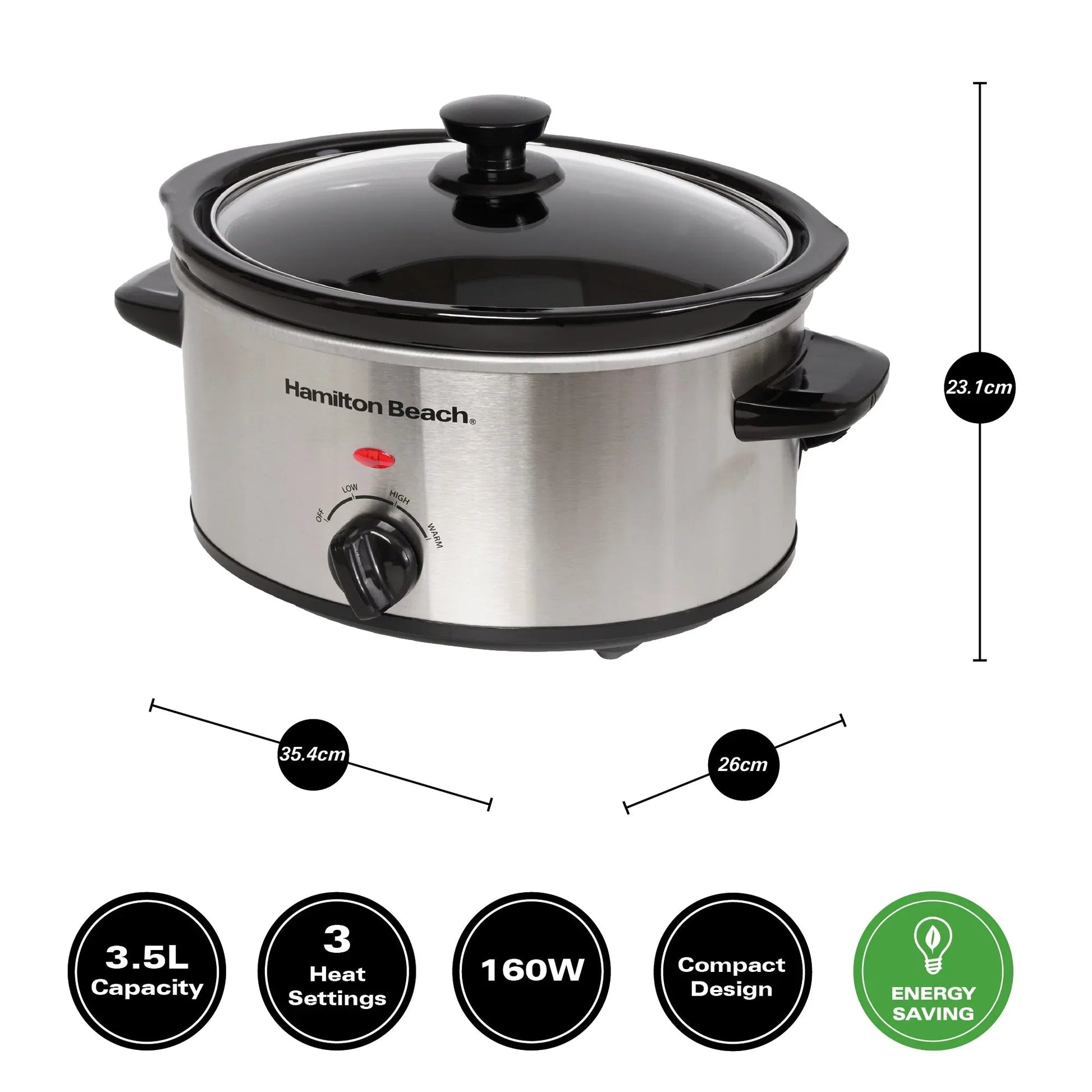 Hamilton Beach The Comfort Cook 3.5L Slow Cooker – Stainless Steel