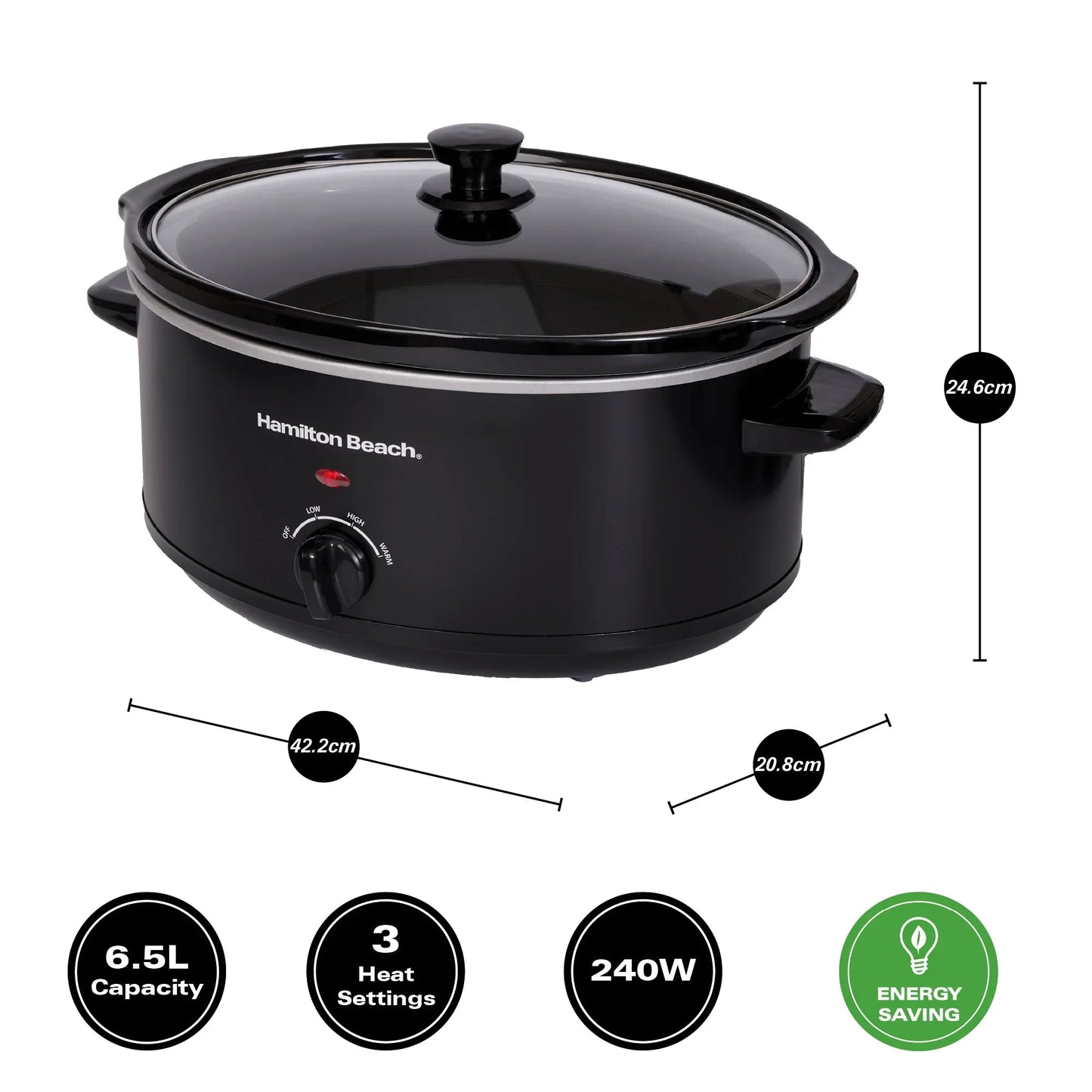 Hamilton Beach The Family Favourite 6.5L Slow Cooker – Black