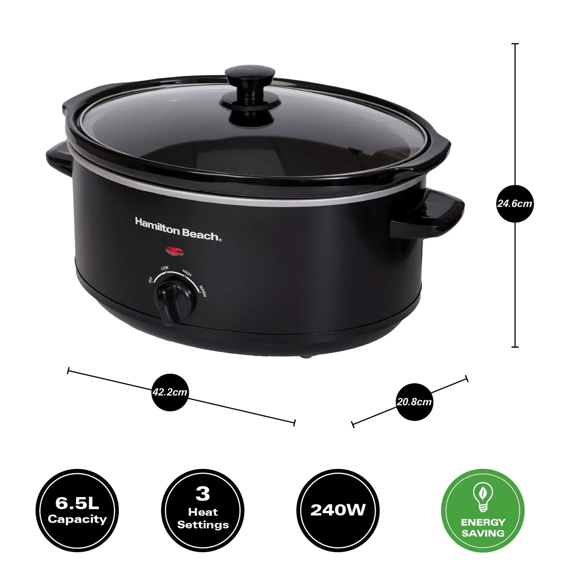 Hamilton Beach The Family Favourite 6.5L Slow Cooker – Black