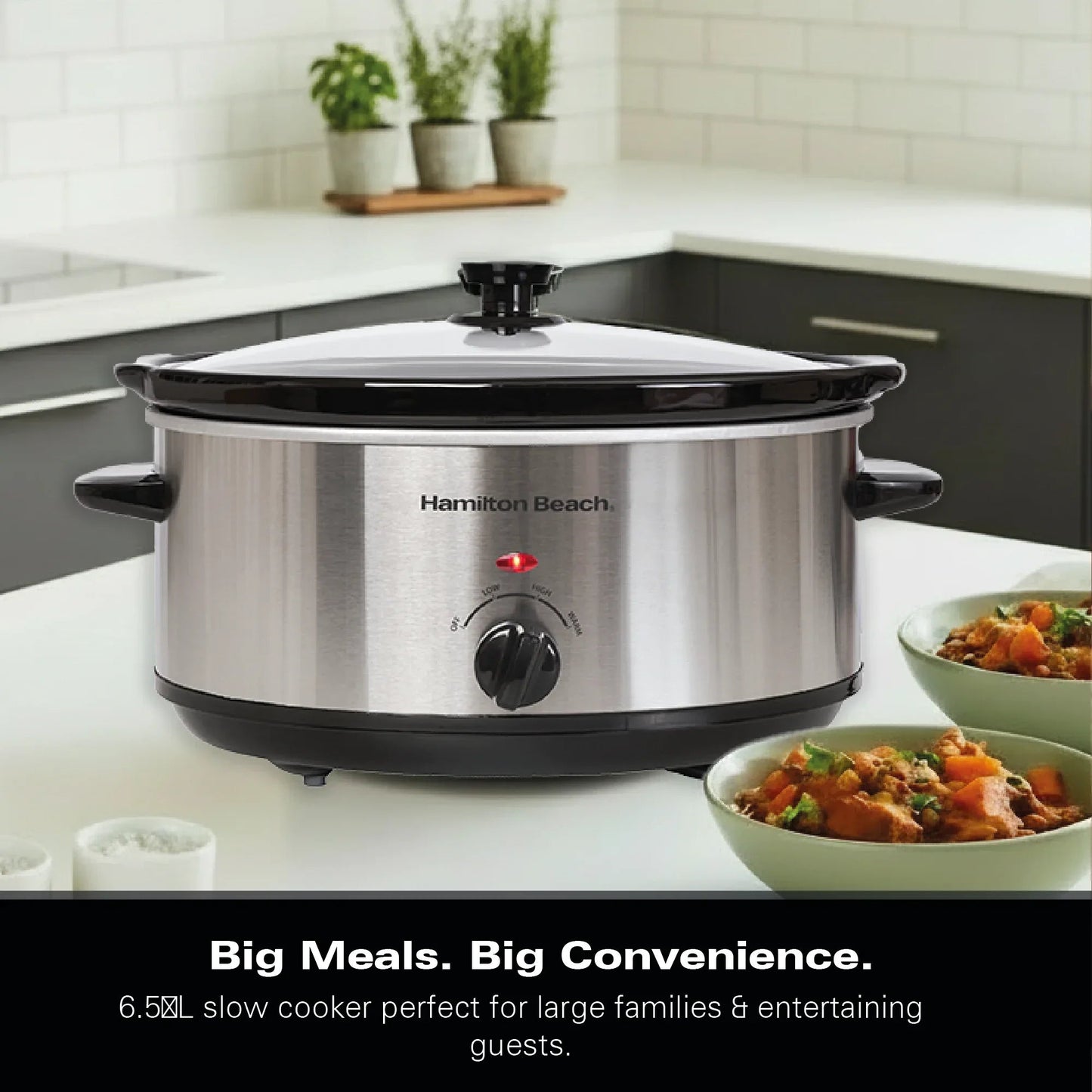 Hamilton Beach The Family Favourite 6.5L Slow Cooker – Stainless Steel