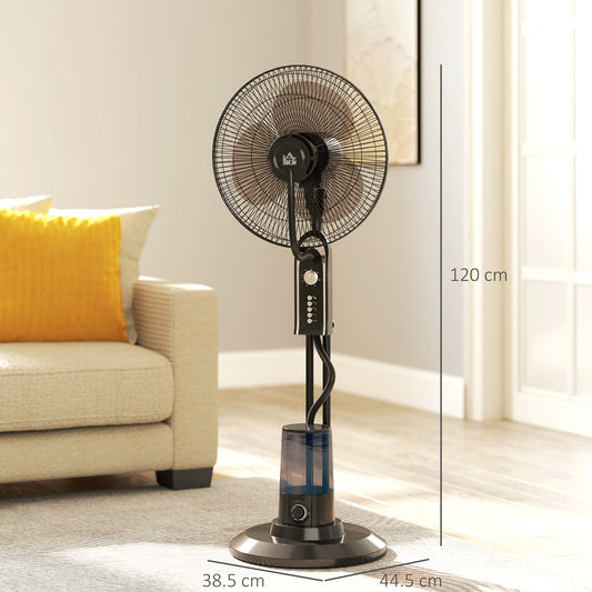 HOMCOM Pedestal Fan with Water Mist Spray, Spray Misting Fan with 70° Oscillation, Tilt Head, 3 Speeds, 3 Modes, Adjustable Mist, 3.2L Water Tank, for Home, 120 cm