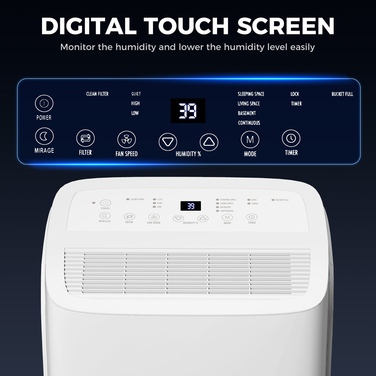 HOMCOM 30L/Day Dehumidifier with Auto-Clean Filter, Continuous Drainage, 4L Water Tank, 24H Timer, Digital Humidity Display, Dehumidifier for Home Damp, Bedroom, Condensation, Mould, Laundry Drying