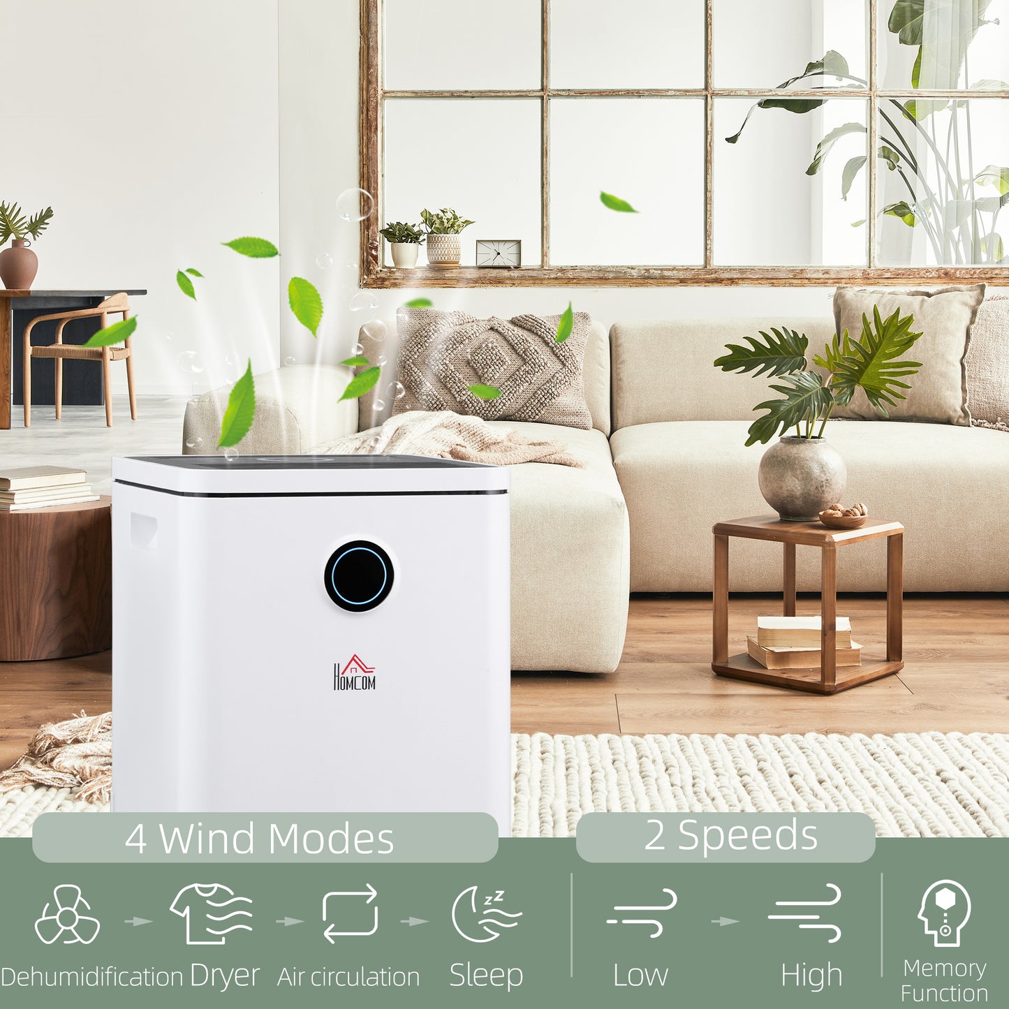 HOMCOM 10L/Day Dehumidifier with WiFi Smart App Control, 2.5L Water Tank, Digital Display, Sleep Mode, 24H Timer, Laundry Clothes Drying, for Home and Large Room Basement