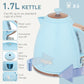 HOMCOM 1.7L 3000W Fast Boil Kettle & 2 Slice Toaster Set, Kettle and Toaster Set with Auto Shut Off, Browning Controls, Light Blue