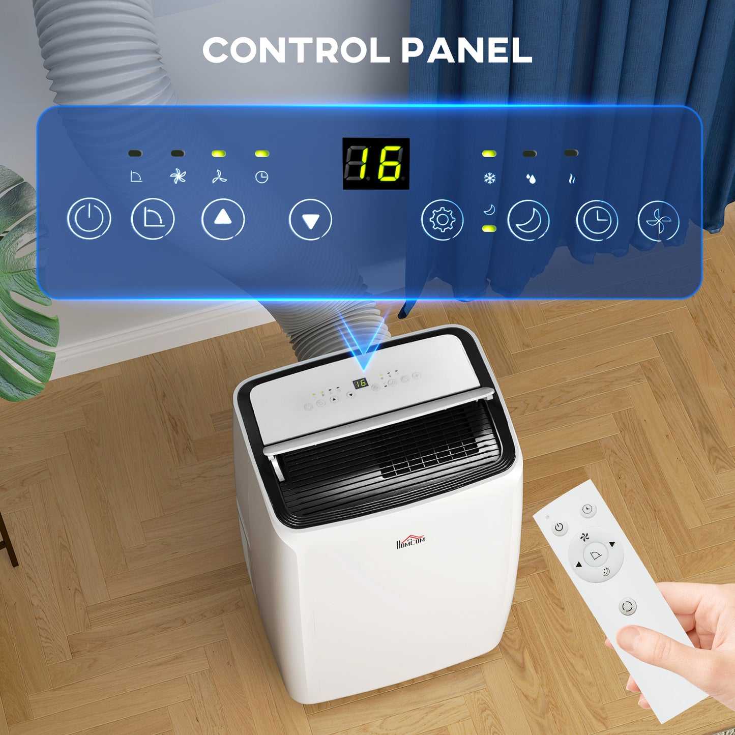 HOMCOM 14,000 BTU Mobile Air Conditioner, with LED Screen - White