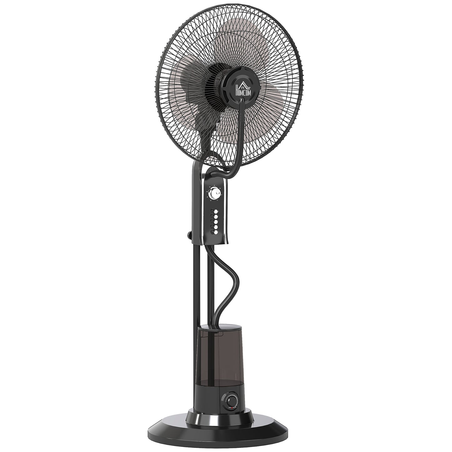 HOMCOM Pedestal Fan with Water Mist Spray, Spray Misting Fan with 70° Oscillation, Tilt Head, 3 Speeds, 3 Modes, Adjustable Mist, 3.2L Water Tank, for Home, 120 cm