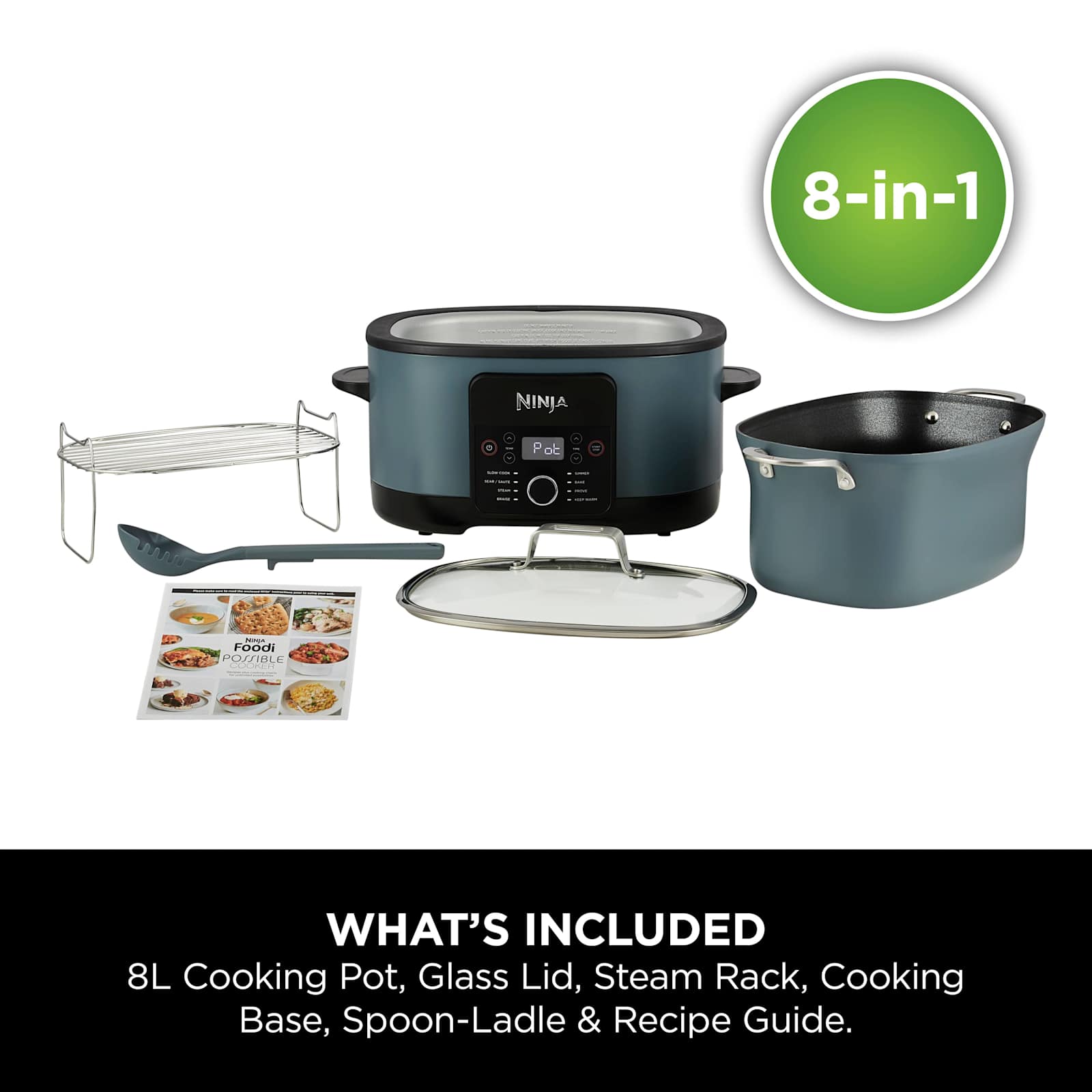 Ninja Foodi PossibleCooker MC1001UK - angle view showing 8L capacity pot