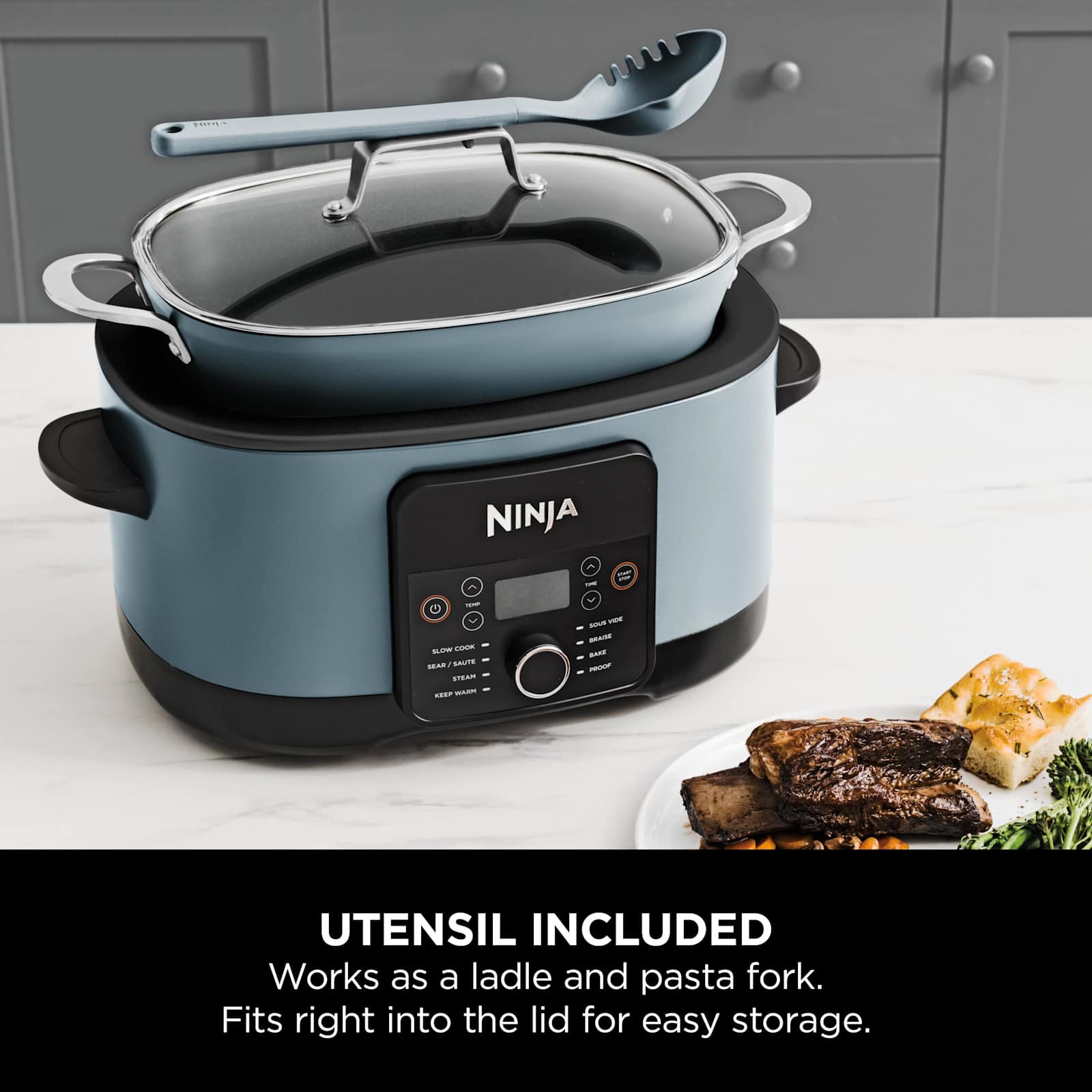 Ninja Foodi PossibleCooker MC1001UK - lifestyle kitchen setting Sea Salt Grey