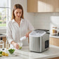 HOMCOM Ice Maker Machine Countertop, 9 Cubes Ready in 7 Mins, 12 KG in 24Hrs, 2 Sizes of Bullet, Self-Cleaning Ice Machine with Portable Handle, Scoop and Basket for Home Kitchen Office RV