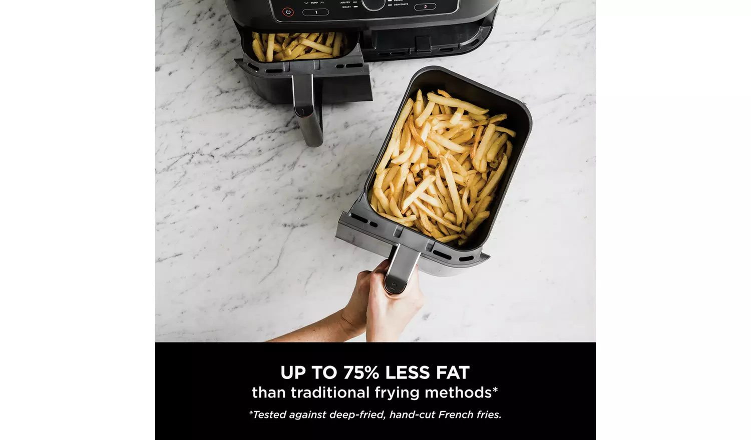 Ninja Foodi AF300UK two separate 3.8L non-stick drawers with crisper plates for independent zone cooking