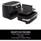Ninja Foodi FlexDrawer AF500UK side view showing compact footprint at 32.7cm tall and 2470W power