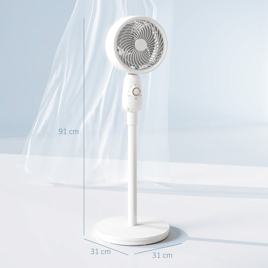 HOMCOM Pedestal Fan, Powerful Air Circulator, 36 Inch Floor Standing Fan with 3 Speed Settings, 70° Oscillating for Bedroom, Home and Office, White