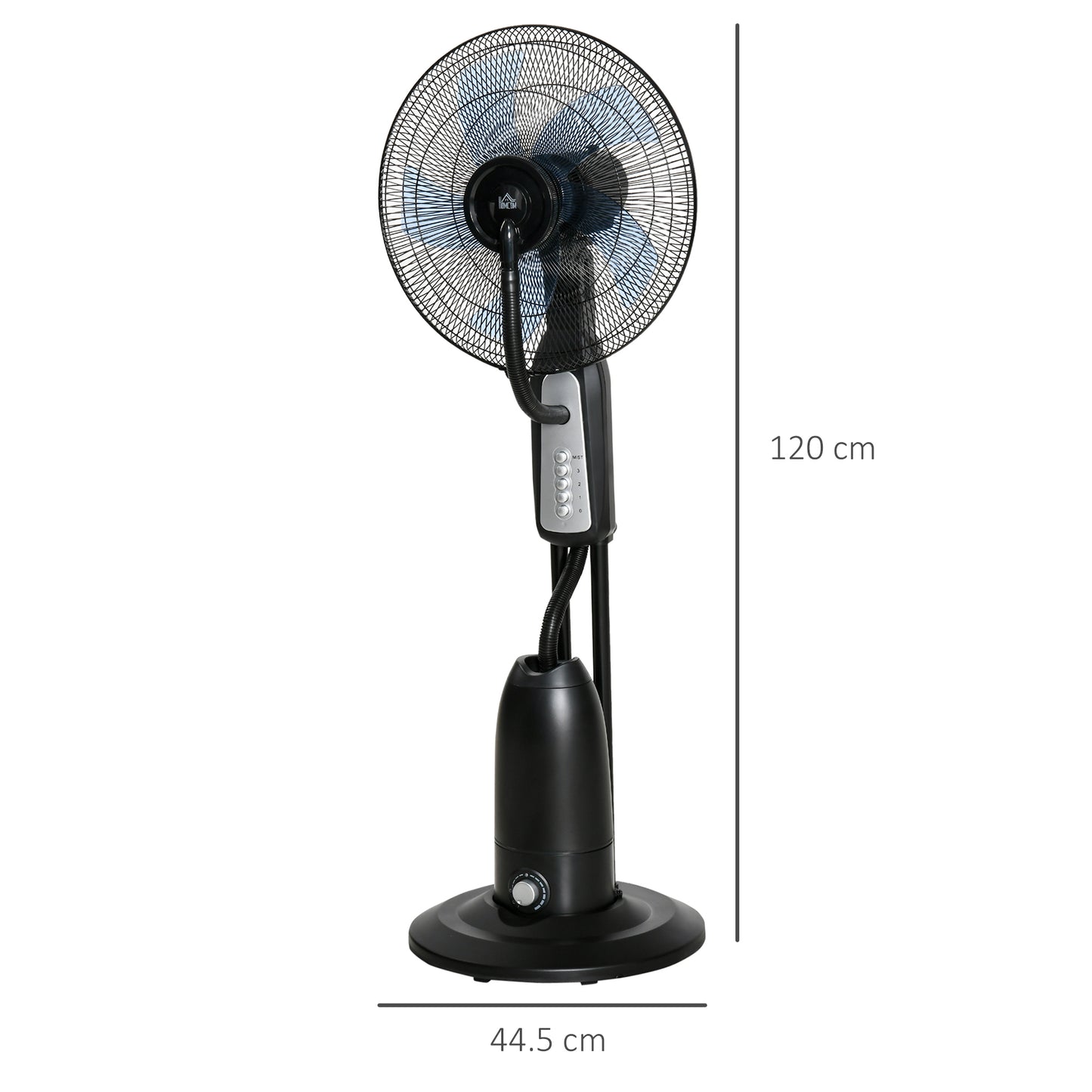 HOMCOM Spray Misting Fan, Floor Fan with Water Mist Spray, 70° Oscillation, Tilt Head, 3 Speeds, 2.8L Water Tank, Black