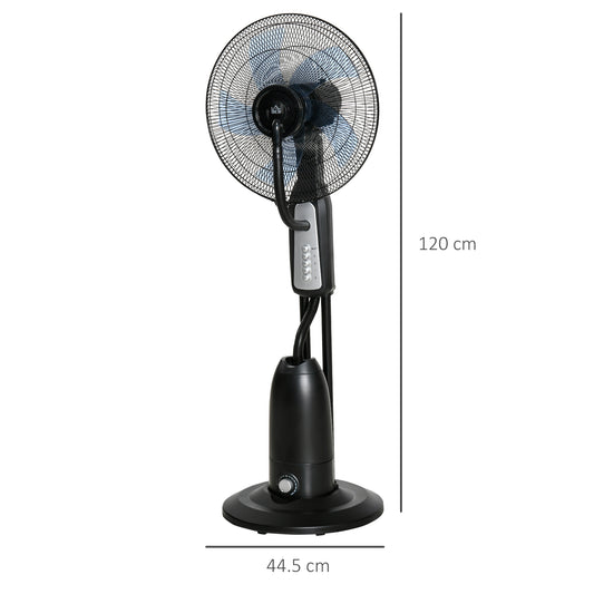 HOMCOM Spray Misting Fan, Floor Fan with Water Mist Spray, 70° Oscillation, Tilt Head, 3 Speeds, 2.8L Water Tank, Black