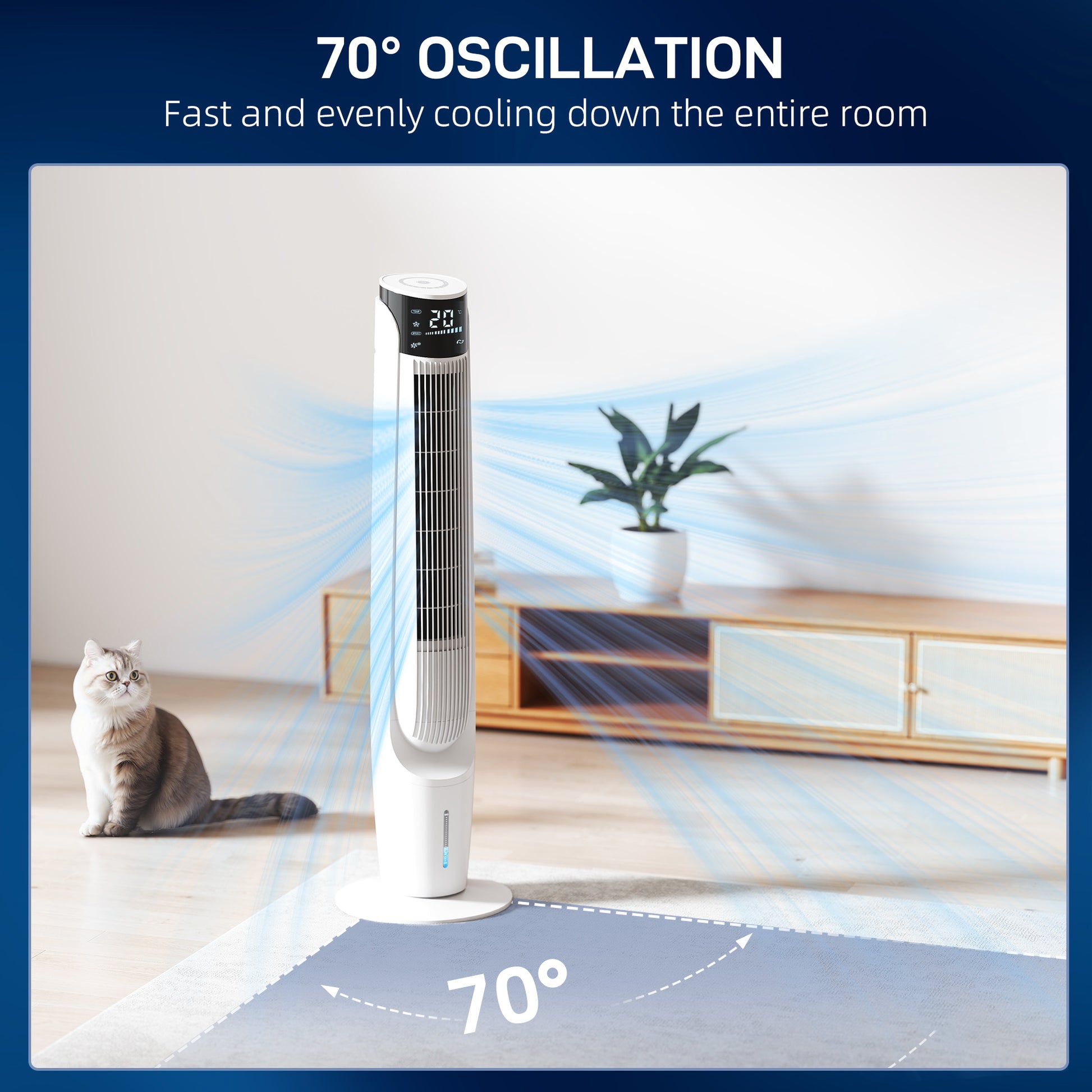 HOMCOM Air Cooler with LED Display and Remote Control, Oscillating Ice Cooling Fan with 3 Speeds, 4 Modes, 12 Hour Timer, White