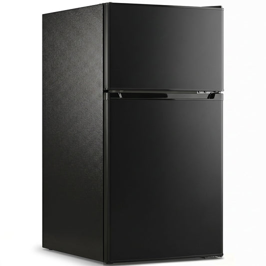 HOMCOM 88L Under Counter Fridge Freezer, Small Refrigerator with 5-Setting, 3 Star Freezer Rating, Black