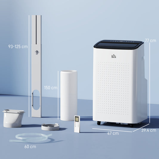 HOMCOM 14000 BTU Mobile Air Conditioner for Room up to 35m², Smart Home WiFi Compatible, with Dehumidifier, Fan, 24H Timer