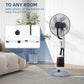 HOMCOM Spray Misting Fan, Floor Fan with Water Mist Spray, 70° Oscillation, Tilt Head, 3 Speeds, 2.8L Water Tank, White