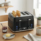 HOMCOM 4 Slice Toaster with 7 Browning Levels, Bread Toaster with Removable Crumb Tray, Black