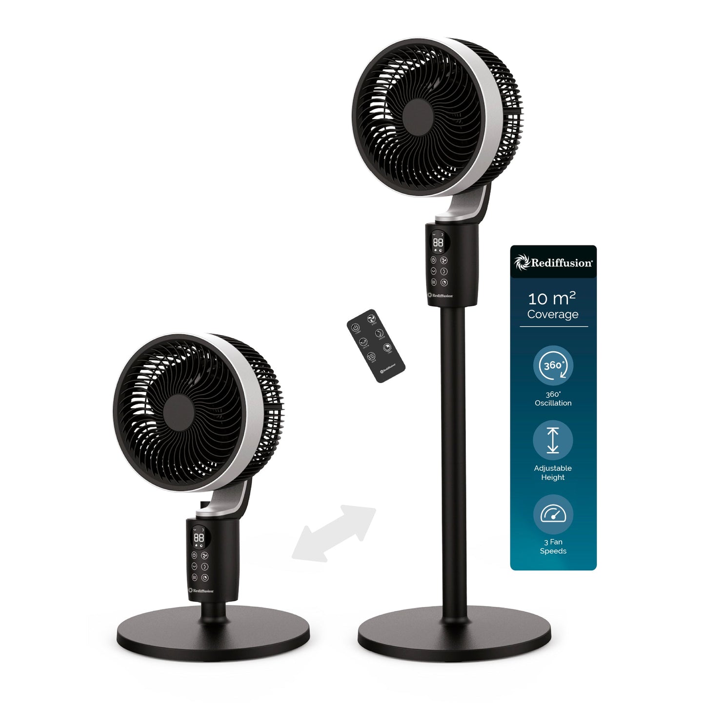 Rediffusion Air360 Fan Black tabletop mode