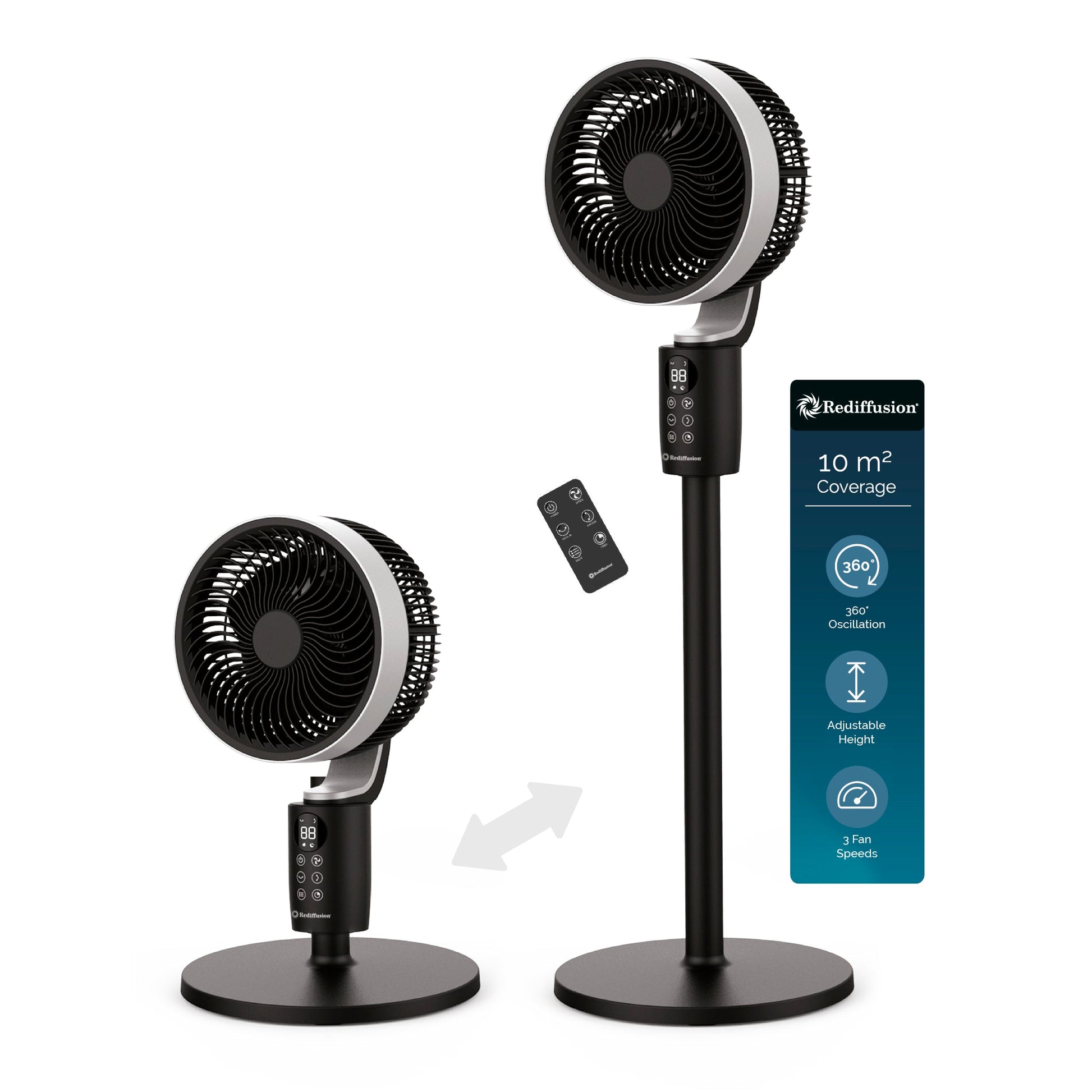 Rediffusion Air360 Fan Black tabletop mode