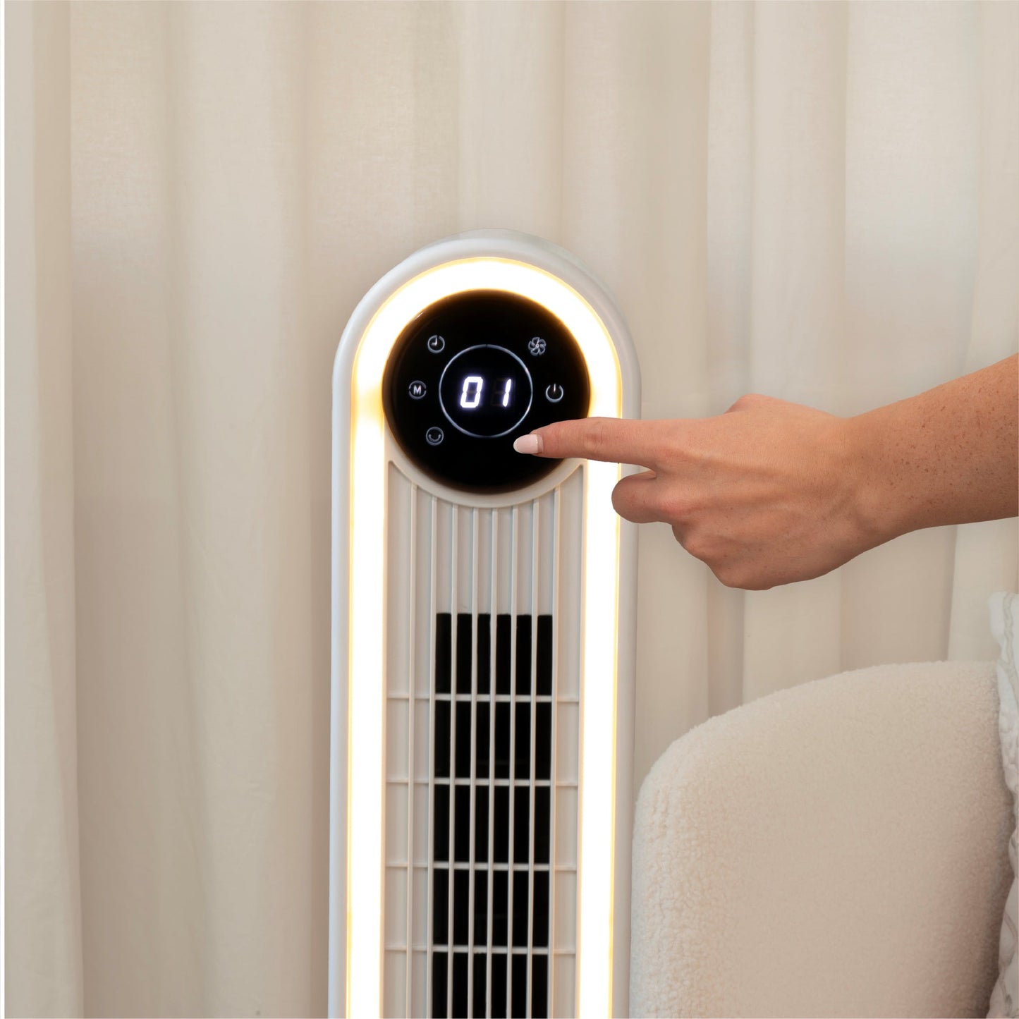 Rediffusion Halo Tower Fan White controls