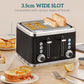 HOMCOM Electric Stainless Steel Kettle and Toaster Set, 3000W 1.7L UK Strix Thermostat Fast Boil Kettle w/ Limescale Filter, Cool Touch Body, 4 Slice Toaster with 7 Browning Levels, Black