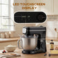 HOMCOM Stand Mixer, 6L 1400W Tilt-Head Food Mixer with 11 Speeds, Pulse & Fermentation Function, LED Display, Black