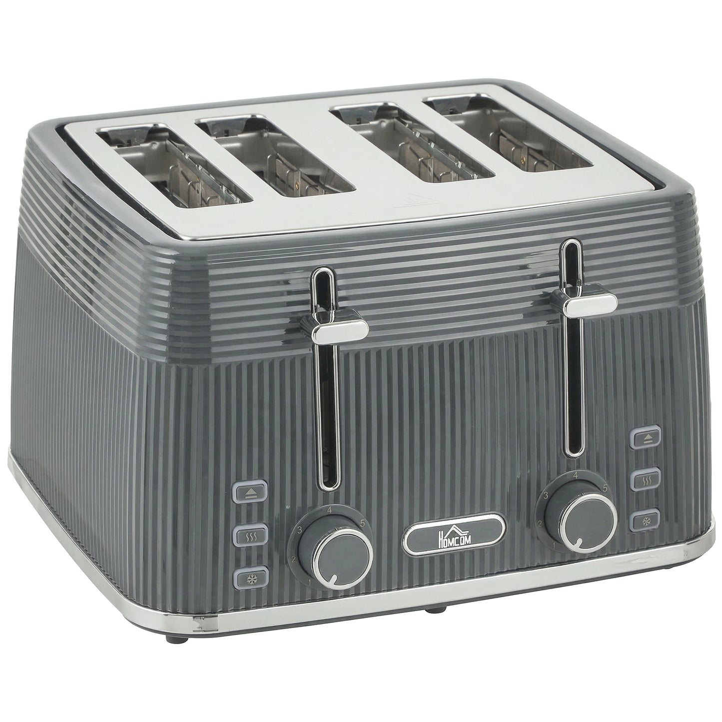 HOMCOM 4 Slice Toaster with 7 Browning Levels, Bread Toaster with Removable Crumb Tray, Grey