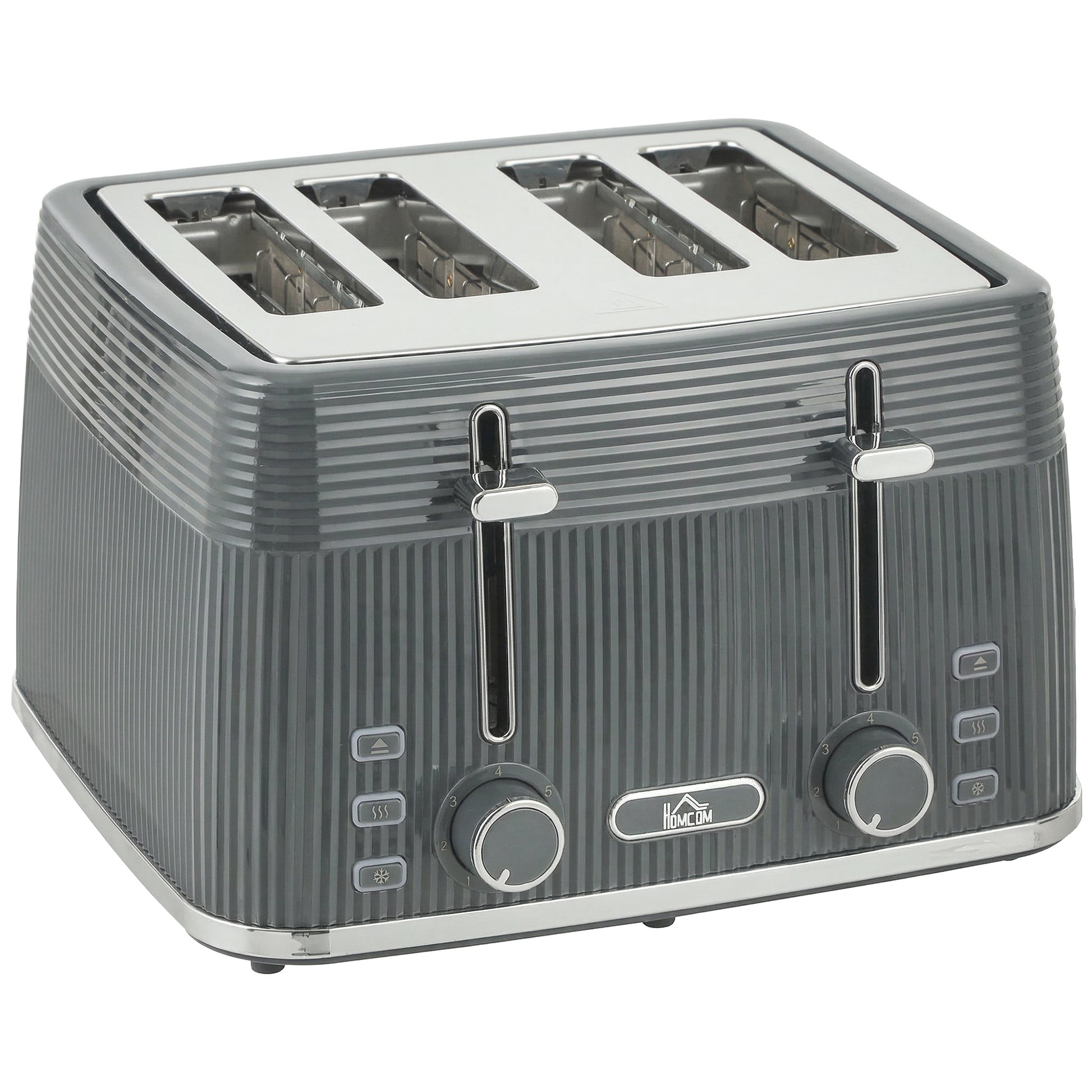 HOMCOM 4 Slice Toaster with 7 Browning Levels, Bread Toaster with Removable Crumb Tray, Grey
