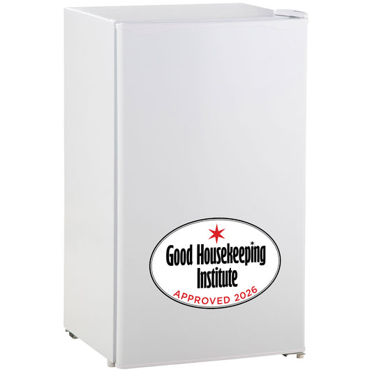 HOMCOM 91L Small Fridge with Chiller Box Under Counter Fridge with Reversible Door, Good Housekeeping Institute Approved, White