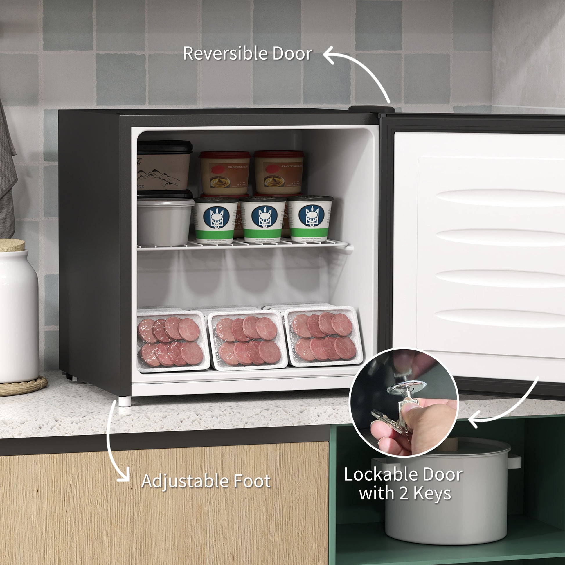 HOMCOM 35L Mini Freezer, -24℃ to -14℃ Temperature - Black