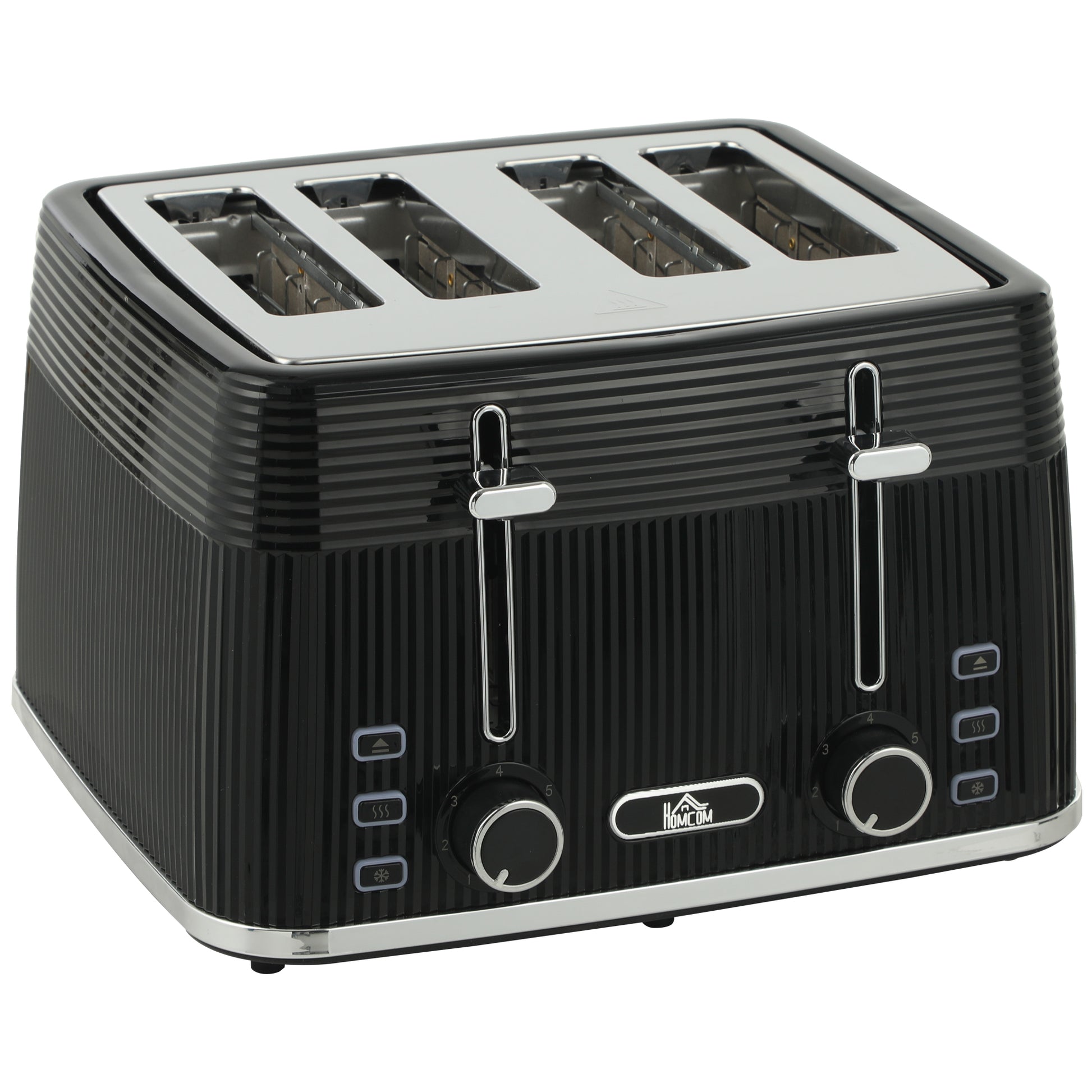 HOMCOM 4 Slice Toaster with 7 Browning Levels, Bread Toaster with Removable Crumb Tray, Black