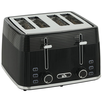 HOMCOM 4 Slice Toaster with 7 Browning Levels, Bread Toaster with Removable Crumb Tray, Black