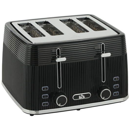 HOMCOM 4 Slice Toaster with 7 Browning Levels, Bread Toaster with Removable Crumb Tray, Black