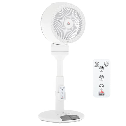 HOMCOM Standing Fan for Bedroom, 28" Pedestal Fan with Remote, 70° Oscillating, 90° Vertical Tilt, 3 Speeds, Adjustable Height, 7H Timer, Foot Button, White