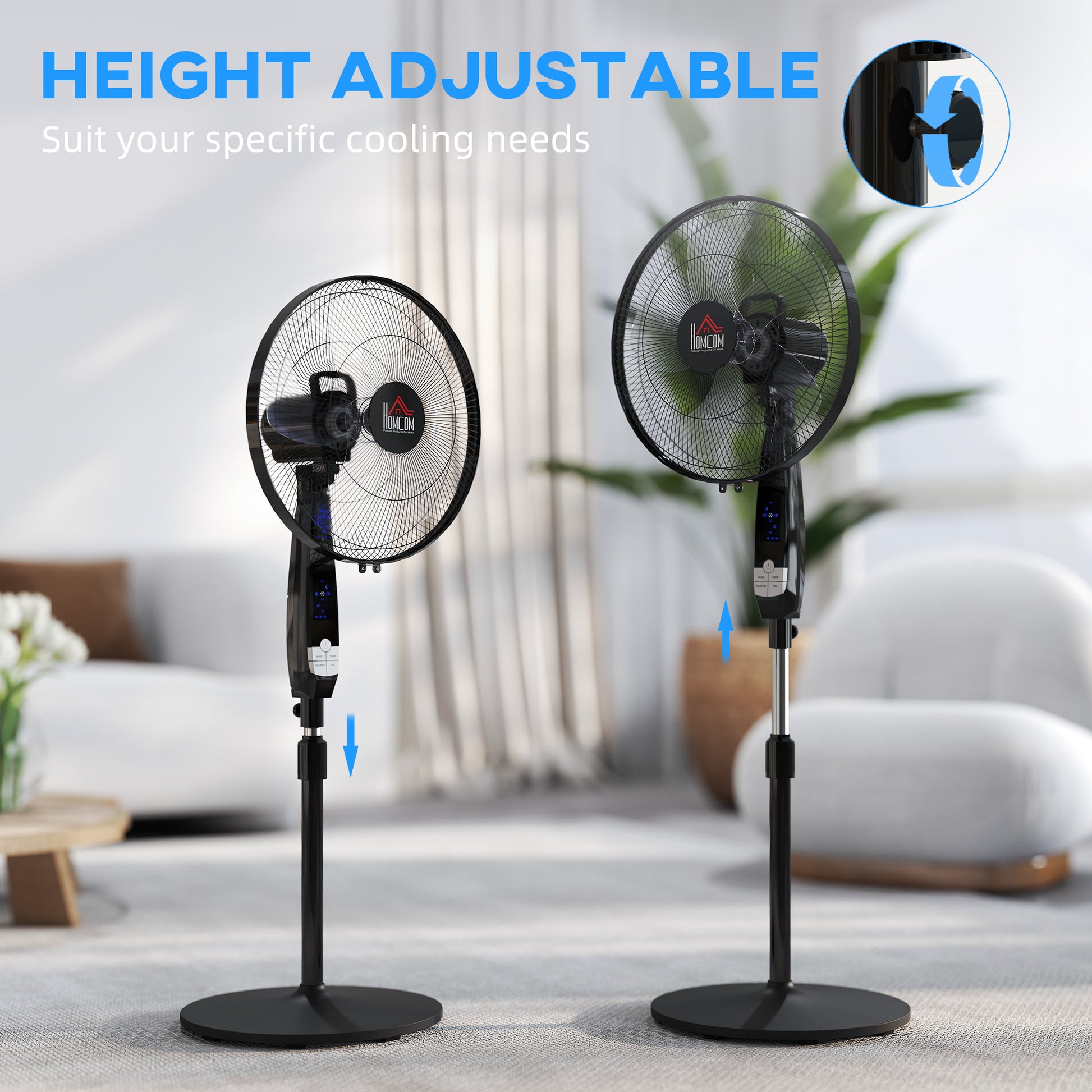 HOMCOM 40 cm Pedestal Standing Floor Fan, Oscillation Cooling Fan with Remote Control, Black