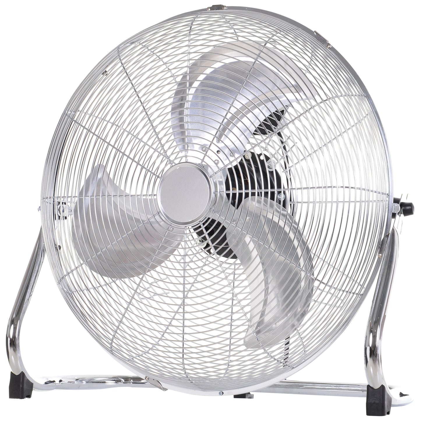 HOMCOM 18" Chrome Metal Floor Fan with Tilting, High Velocity, 3 Speed, Portable Gym Fan for Home Office, Silver
