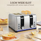 HOMCOM Kettle and Toaster Set, 1.7L 3000W Rapid Boil Jug Kettle with Otter Thermostat, Limescale Filter, 4 Slice Toaster with 7 Browning Controls, Crumb Tray, LED Strip, Silver Tone