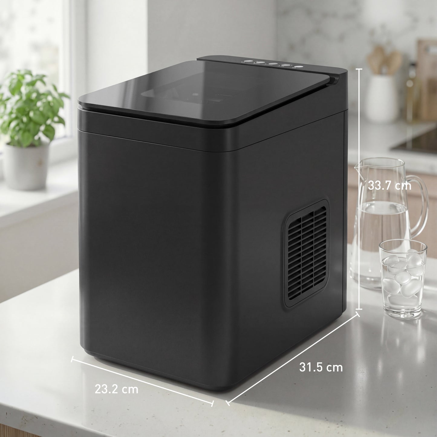 HOMCOM Countertop Ice Maker Machine Self-Cleaning Compact Ice Machine with Ice Scoop and Basket Black